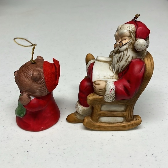 Santa in Rocker and chipmunk ornaments Vintage - Picture 2 of 7